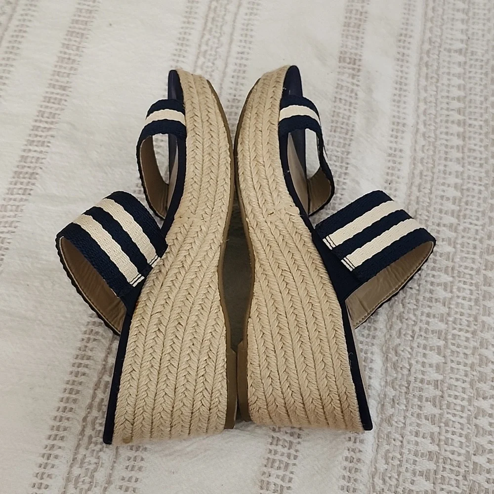 Lands End Slip On Espadrille Sandals Coastal Nautical Womens 7